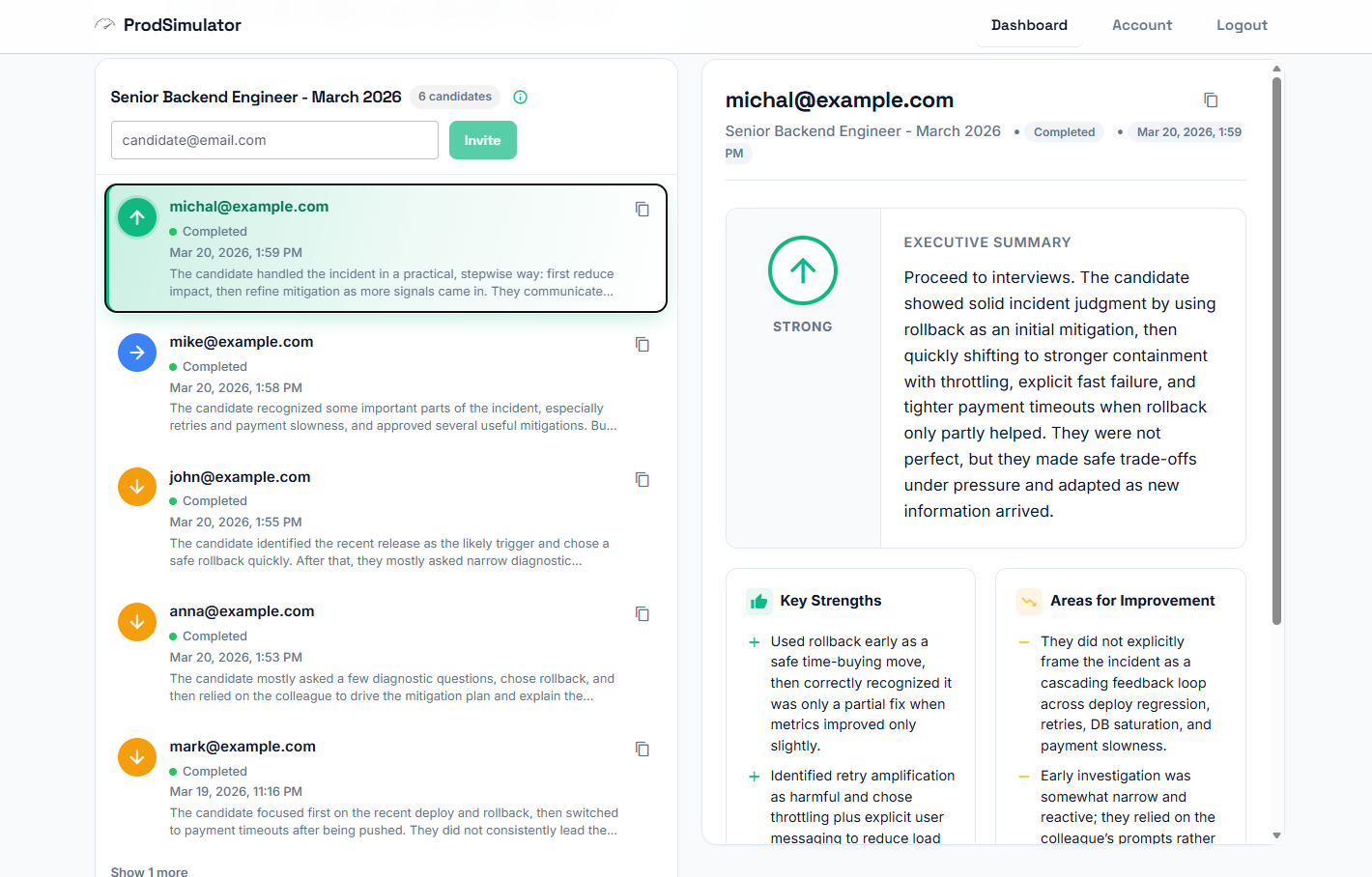 ProdSimulator dashboard preview